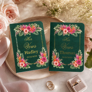 Tropical Floral Colorful | Hibiscus & Greenery Foil Vow Books