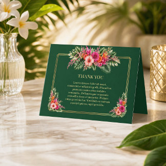 Tropical Floral Colorful | Hibiscus & Greenery Thank You Card