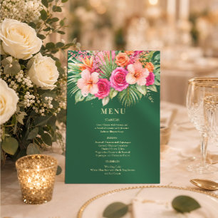 tropical floral Colorful wedding Menu Invitation