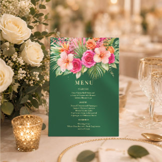  tropical floral Colorful wedding Menu Invitation