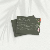 Tropical Floral Dark Green Wedding Details