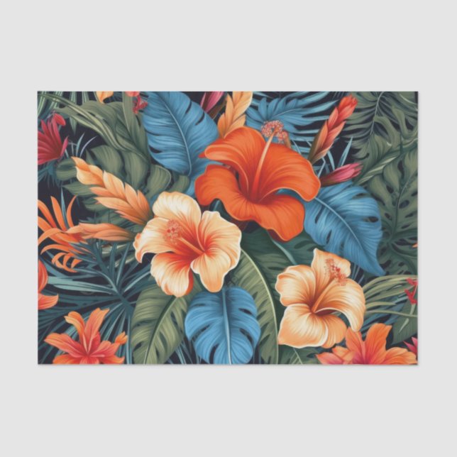 Tropical Floral Decoupage Paper - Vibrant Flowers (Front)