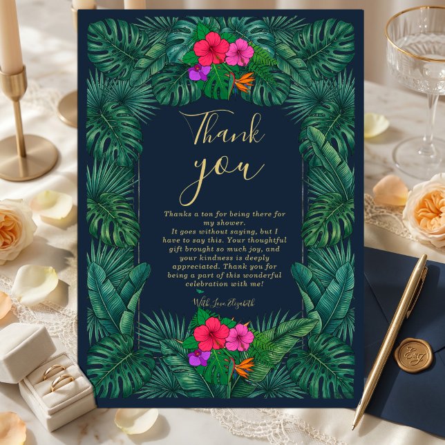Tropical Floral Design | Hibiscus & Greenery  Invitation (#tropicalwedding #weddingdinner#hibiscus #beachwedding #destinationwedding #floralithankyou)