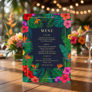 Tropical Floral Design   Hibiscus & Greenery Menu Invitation