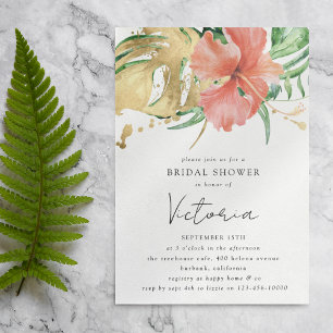 Tropical Floral Destination Wedding Bridal Shower Invitation