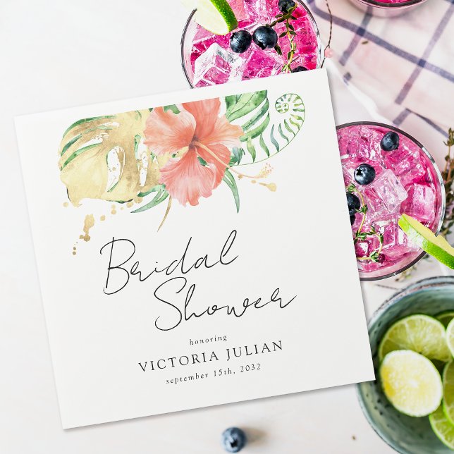 Tropical Floral Destination Wedding Bridal Shower  Napkins (Creator Uploaded)