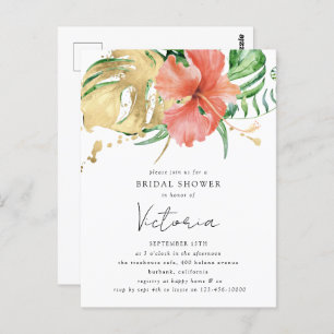 Tropical Floral Destination Wedding Bridal Shower Postcard