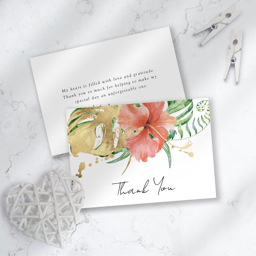 Tropical Floral Destination Wedding Bridal Shower Thank You Card