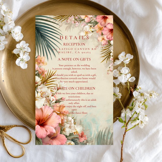 Tropical Floral Destination Wedding Enclosure Card (Creator Uploaded)