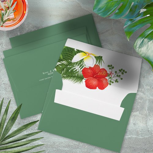 Tropical Floral Destination Wedding ID475 Envelope