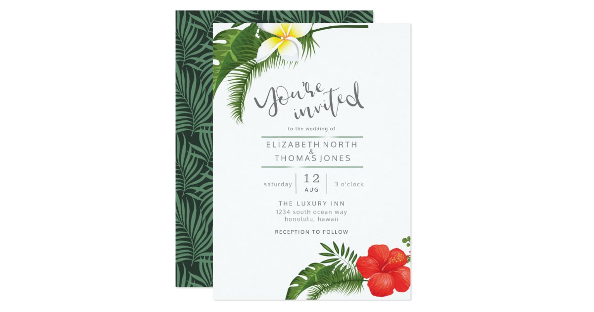 Tropical Floral Destination Wedding Id475 Invitation Zazzle Com