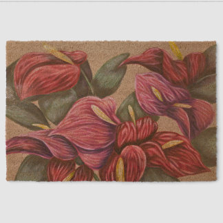 Tropical floral doormat fiber doormat