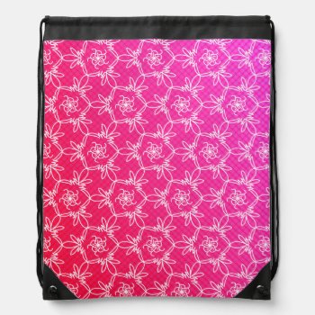 Tropical Floral Drawstring Backpack - Pink by StriveDesigns at Zazzle