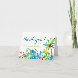 Tropical Floral Elegant Watercolor Thank You Note