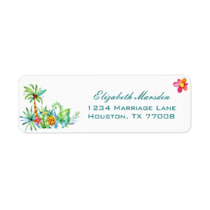 Tropical Floral Elegant Wedding Return Address Label