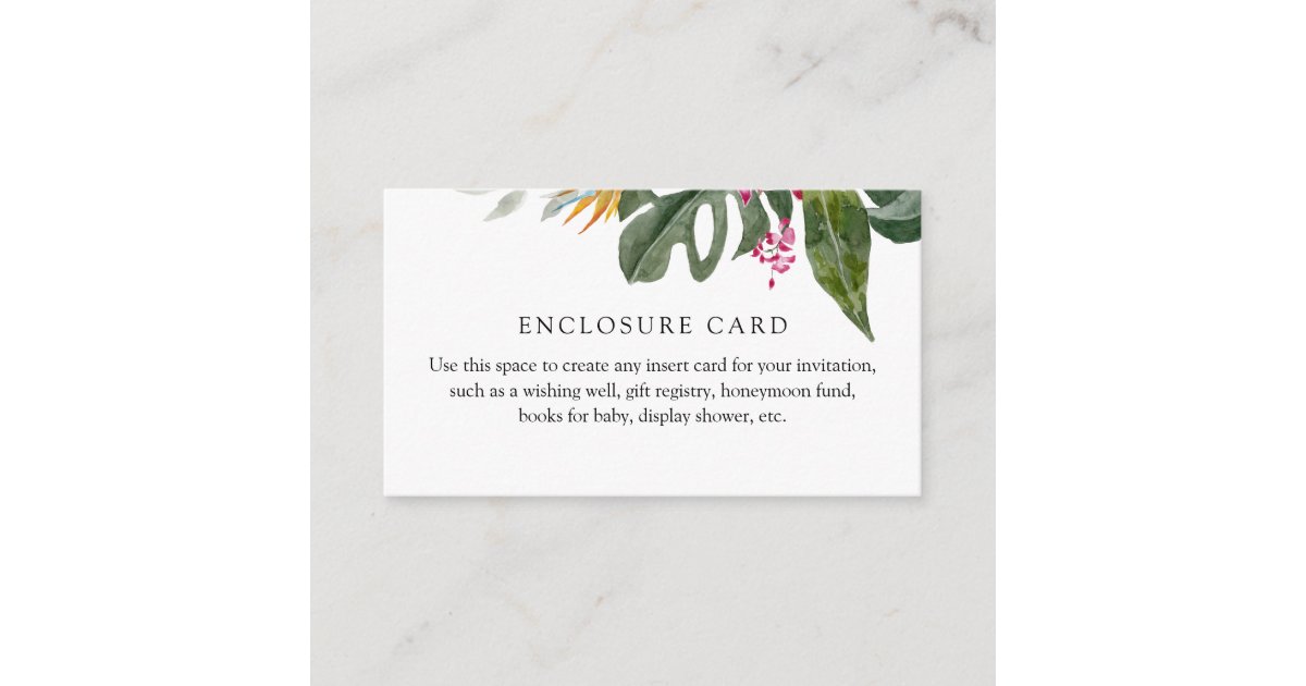 Tropical Floral Enclosure Card Zazzle