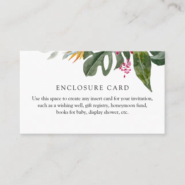Tropical Floral Enclosure Card Zazzle