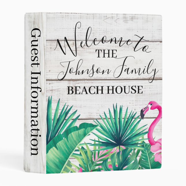 Tropical Floral Family Name Beach House Welcome  Mini Binder (Front/Spine)