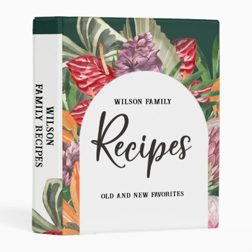 Tropical Floral Family Recipe Mini Binder