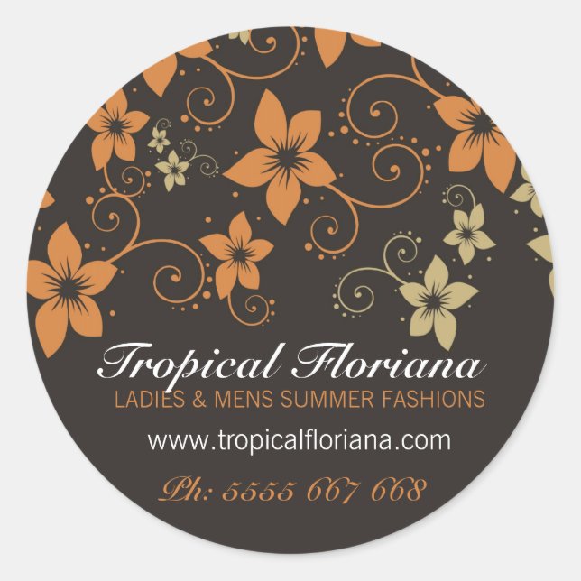 Tropical Floral Fashion Business Promotion Sticker (Front)