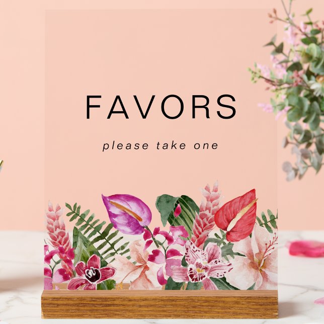 Tropical Floral Favors Acrylic Sign (Tropical Floral Favors Acrylic Sign by Painted Paperie
)