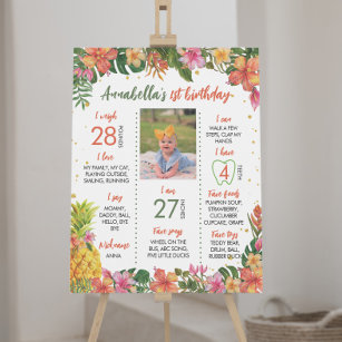 Tropical Floral First Birthday Milestone Sign