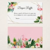Tropical Floral Flamingo Baby Shower Diaper Raffle (Front & Back)