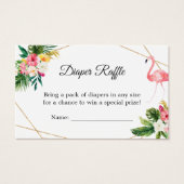 Tropical Floral Flamingo Baby Shower Diaper Raffle (Front)