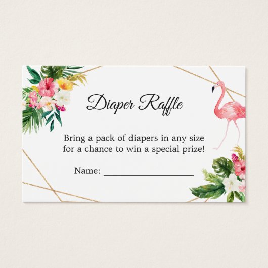 Tropical Floral Flamingo Baby Shower Diaper Raffle (Front)