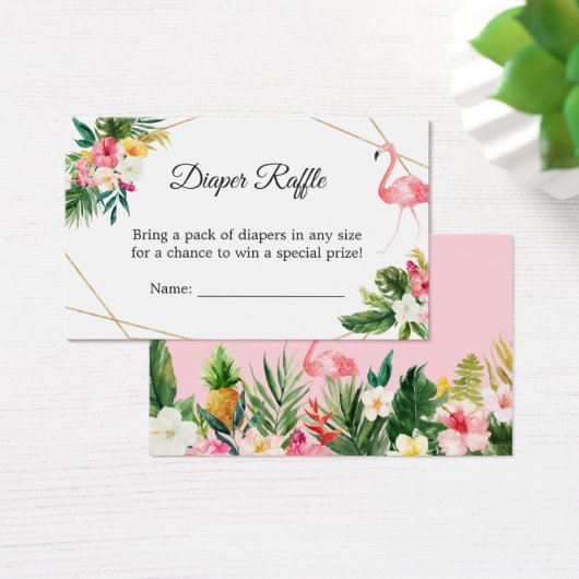 Tropical Floral Flamingo Baby Shower Diaper Raffle (Desk)