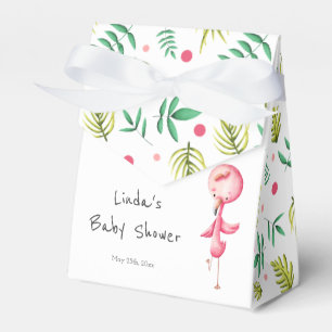 Tropical Floral Flamingo Baby Shower Personalized Favor Boxes