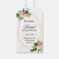 Tropical Floral Flamingo Bridal Shower Thank You Gift Tags