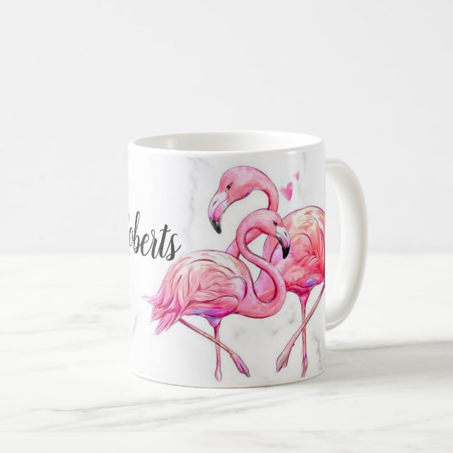 Tropical Floral Flamingo Geometric  Coffee Mug (Front Right)