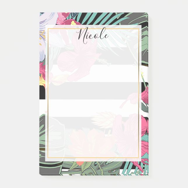 Tropical Floral Flowers Leaves Chic Botanical Glam Post-it Notes (Front)