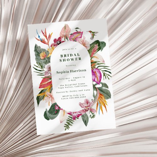 Tropical Floral Frame Bridal Shower Invitation