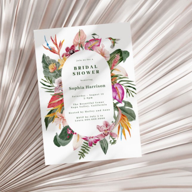 Tropical Floral Frame Bridal Shower Invitation (Creator Uploaded)