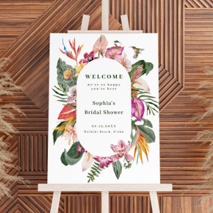 Tropical Floral Frame Bridal Shower Welcome Foam Board
