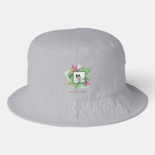 Tropical Floral Frame Custom Photo and Text Bucket Hat
