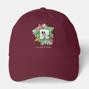 Tropical Floral Frame Custom Photo and Text Hat