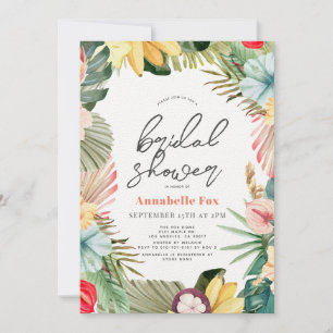 Tropical Floral & Fruits Watercolor Bridal Shower Invitation