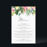 Tropical Floral Garland Summer Menu Card<br><div class="desc">Customizable lemon wedding menu card. It features watercolour illustrations of palm leaves,  banana leaves,  hibiscus,  plumeria and other tropical plants. This tropical menu card is perfect for summer weddings,  baby showers,  bridal showers,  birthdays,  and so much more.</div>