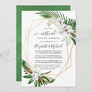 Tropical Floral Geometric Online Virtual Wedding Invitation