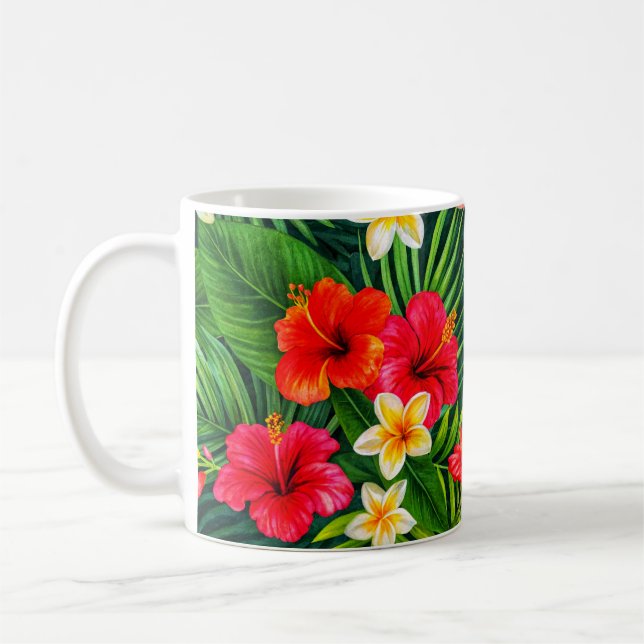 Tropical Floral Gift – Colorful Hibiscus  Coffee Mug (Left)