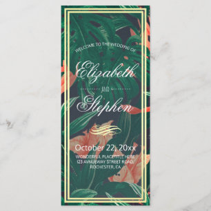 Tropical Floral & Gold Foil Frame Wedding Program