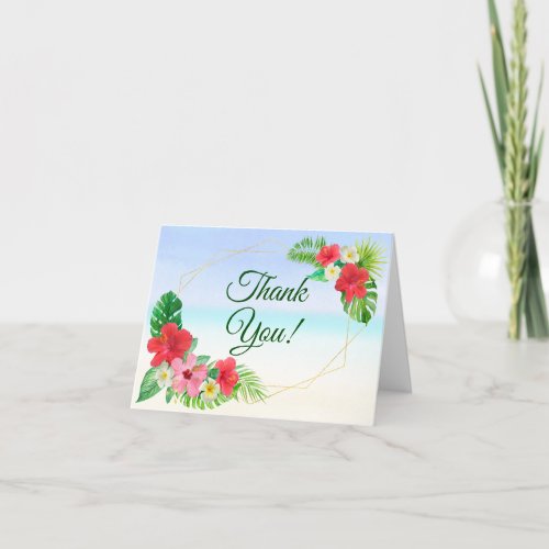 Tropical Floral Gold Wedding Thank You