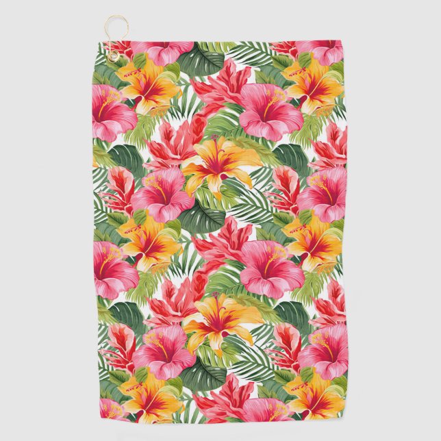 Tropical Floral Golf Towel (Front)