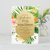 Tropical Floral Graduation Party Invitation (Standing Front)