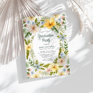 Tropical Floral Graduation Party Invitation