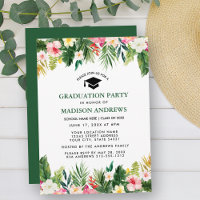 Tropical Floral Green Graduation Party