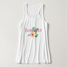 Tropical Floral Greenery Add Your Name Tank Top